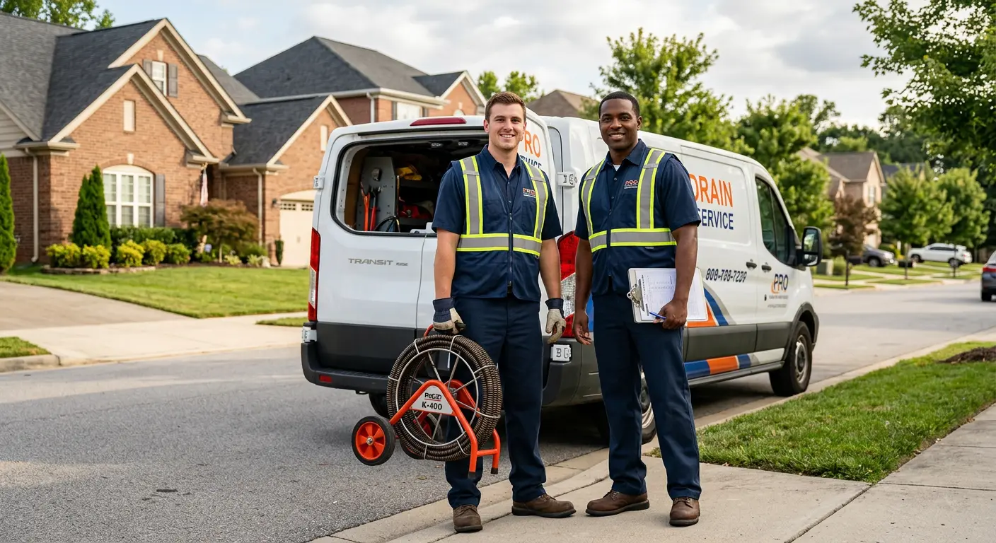 Sewer and drain service team with equipment ready for work in Ankeny